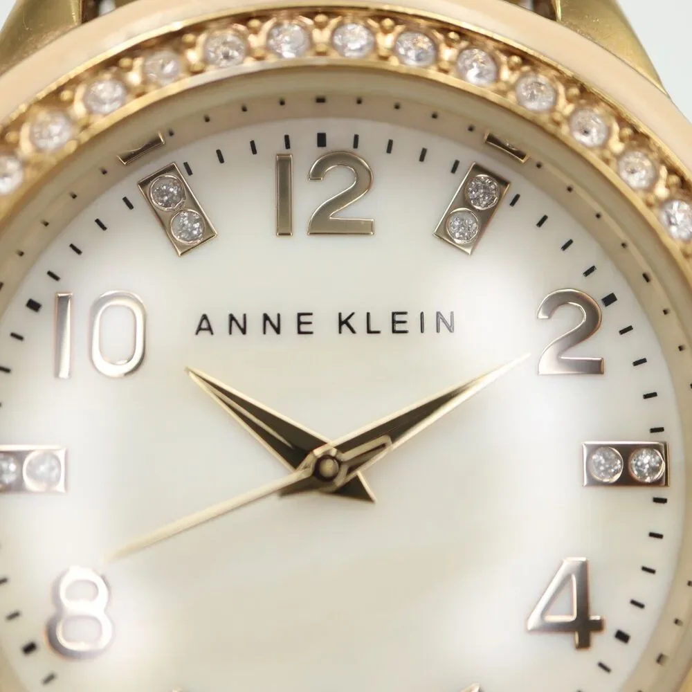 Anne Klein Women Watch 35mm MOP Gold Tone Acrylic SHORT Bracelet 5